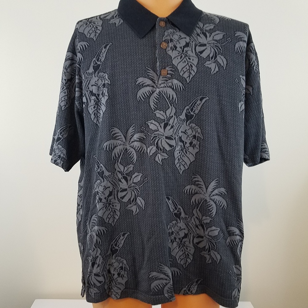Montego Mon Hawaiian Polo Shirt Tropical Silk Blen